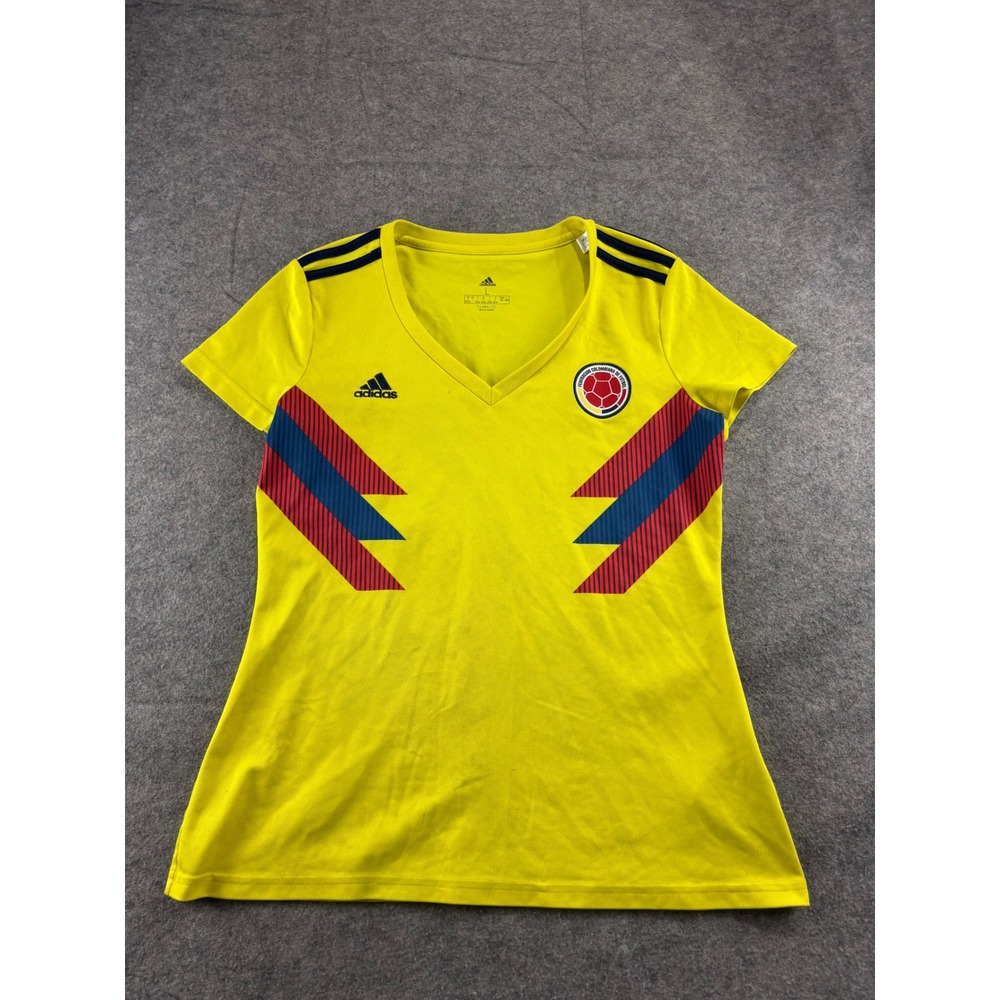 Adidas Colombia National Team Soccer Jersey Yellow Womens Large BR3507 Climalite